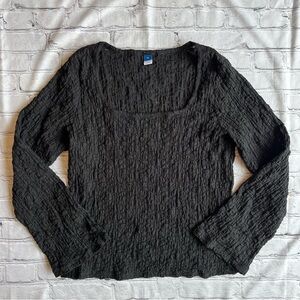 Old Navy Goth Emo Textured Long Sleeve Top Shirrt XL Elevated Basic Scoop Neck